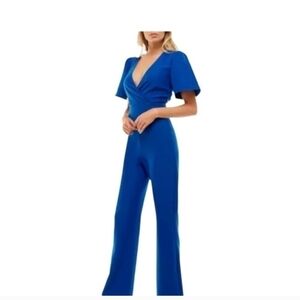 Socialite Deep Surplice Neck Flutter Sleeve Jumpsuit Size XL